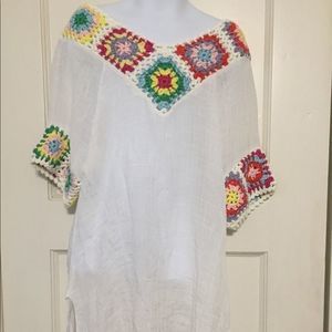 Rag dolls and Rockets White Blouse w/crochet